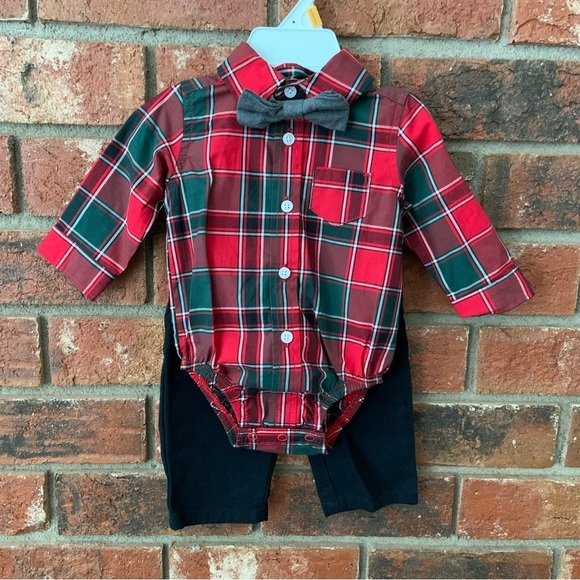 Carter's Other - Carter’s Red & Green Plaid Bow tie Outfit Set